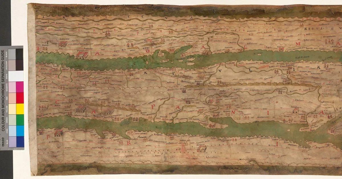 Tabula Peutingeriana, singura hartă rutieră a Imperiului Roman ce a supraviețuit. Are aproape 7 metri lungime • Newsweek România