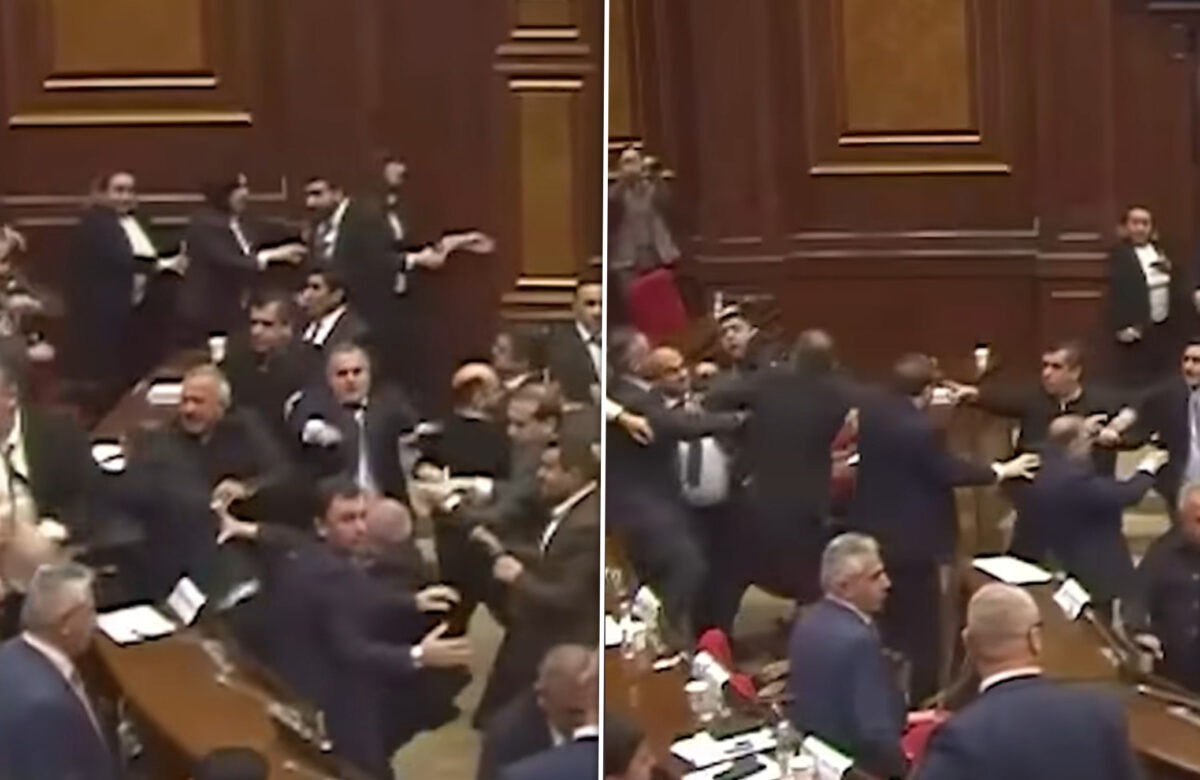 Îmbrânceli și lovituri cu pumni și picioare în Parlamentul Armeniei. Este pentru a doua oară în acest an când au loc bătăi ca într-o gală MMA