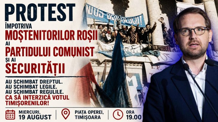 Susţinătorii lui Dominic Fritz ies în stradă. Miting pentru edilul Timişoarei care ar urma să plece acasă din cauza legii incompatibilităţii